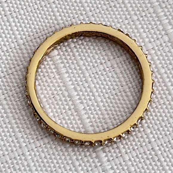 Infinity Band Ring Golde Tone Faux Diamonds  Mini Pave Forever Band - Picture 4 of 6